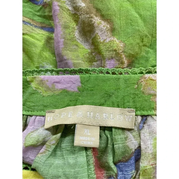 Hope&  Harlow Square Neck Floral Bohemian Blouse In Winsome Orchid / Multi SZ XL - Picture 5 of 12